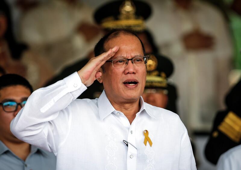 Departing president Benigno Aquino during a testimonial parade and review at Camp Aguinaldo, Quezon City, Manila, on June 27, 2016. EPA