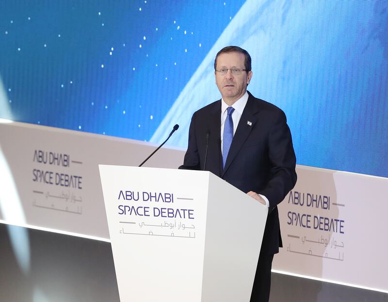 Israel's Mr Herzog speaking at the Abu Dhabi Space Debate 
