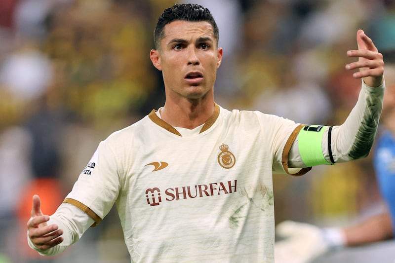 Al Nassr's Portuguese star Cristiano Ronaldo suffered defeat against Al Ittihad in the Saudi Pro League. AFP