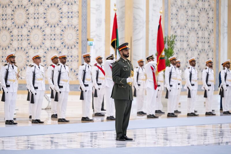 Members of the UAE Honour Guard participate in the official reception. Photo: UAE Presidential Court