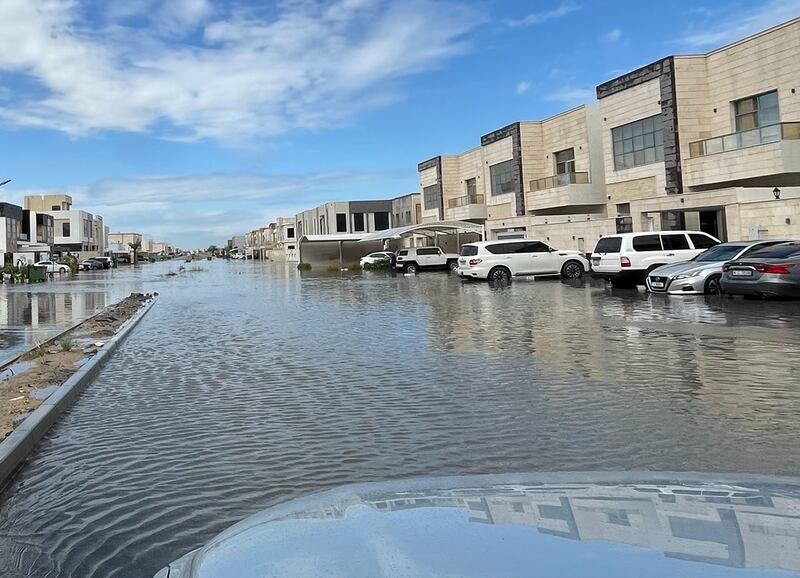 Flooding in Al Yasmeen villa community, Ajman. Salam Al Amir/ The National