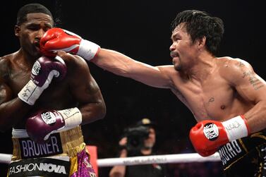Manny Pacquiao, right, dominated Adrien Broner in his last fight to successfully defend his WBA world welterweight title. Reuters
