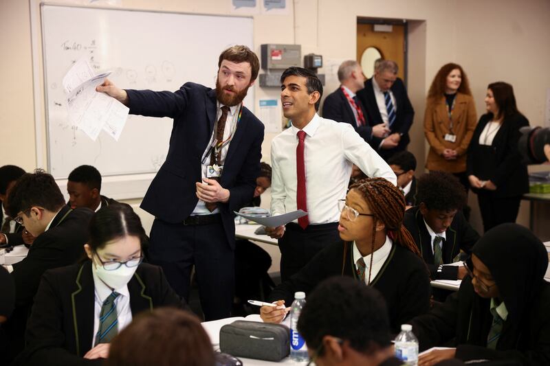 On a visit to Harris Academy in Battersea, London. Getty Images