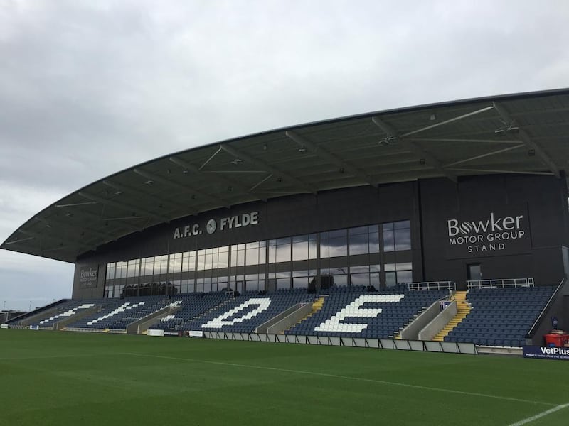 AFC Fylde’s new 2,000 seater main stand. Andy Mitten for The National