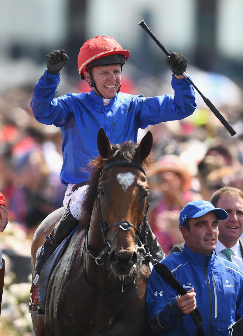 Kerrin McEvoy celebrates Cross Counter's victory. Getty