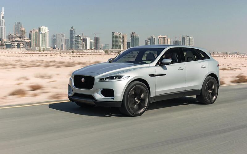 Jaguar’s impressive C-X17 concept car on the move in Dubai. Courtesy Jaguar