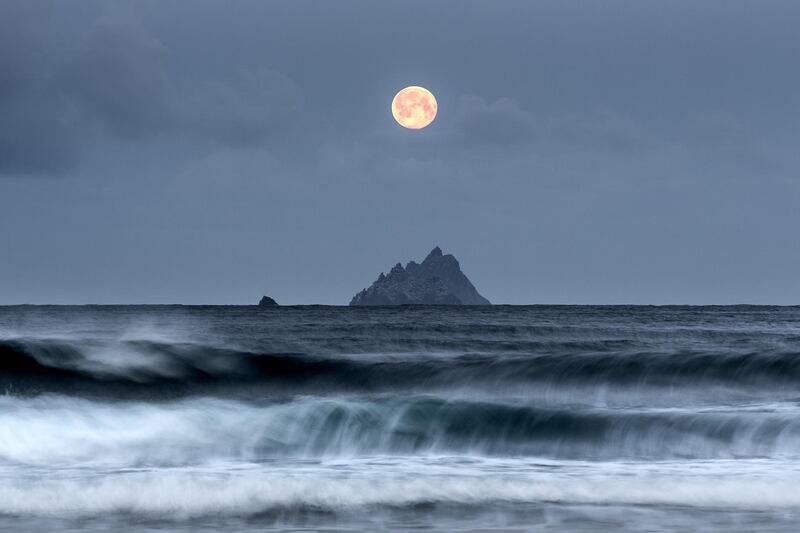 A full moon rising over the Skellig Islands in Ireland. Norman McCloskey