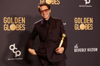 Robert Downey Jr, winner of the award for Best Performance by a Male Actor in a Supporting Role in any Motion Picture for Oppenheimer. Reuters