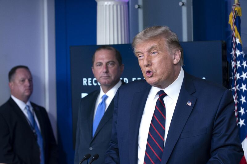 US President Donald Trump speaks during a news conference in the James S Brady Press Briefing Room at the White House in Washington DC. Bloomberg