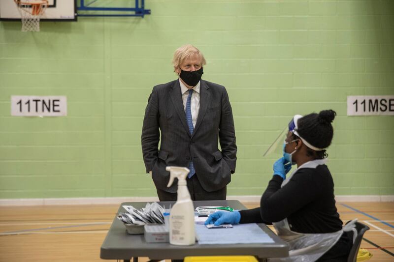 Boris Johnson visits the gym of Sedgehill School. Reuters