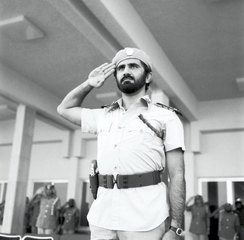 Pictured in the 1970s, Sheikh Mohammed bin Rashid was at the centre of efforts to build the country up following unification. Wam