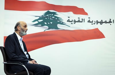 Samir Geagea, leader of the Christian Lebanese Forces party, has been remarkably subdued after the October 7 Hamas attack. AFP