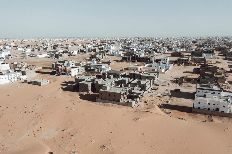 New buildings encroaching into the desert of Saharawi in Nouakchott