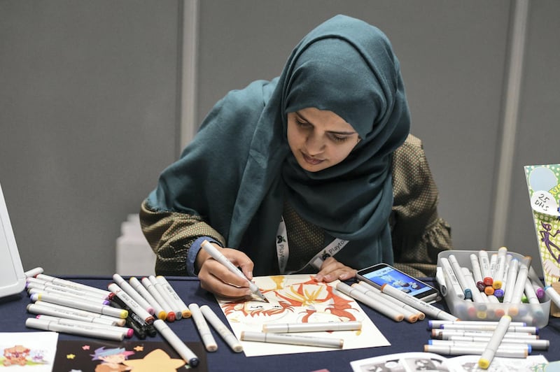 Abu Dhabi, United Arab Emirates - Sheikha Al Shamsi, 30 is extremely talented cartoonist.  She graduated from Zayed University, and is special needs currently working for RTA.  However, she attends every year, and sells her work at GamesCon, ADNEC. Khushnum Bhandari for The National