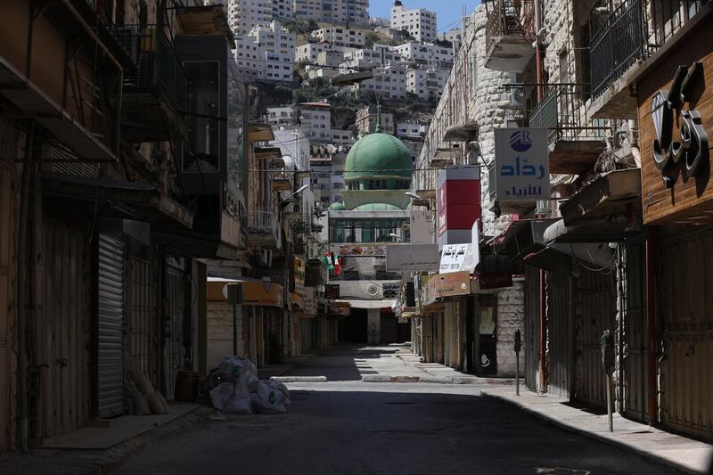 A general view of an empty street in the West Bank city of Nablus. EPA