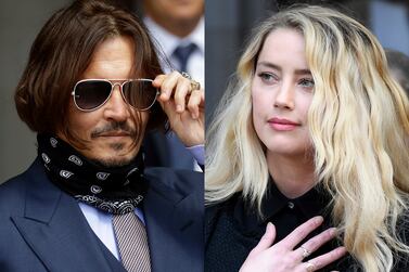 Johnny Depp appears at the High Court in London, on July 17, 2020, left, and Amber Heard appears outside the High Court in London on July 28, 2020.  Depp sued Heard for libel in Virginia after The Washington Post published her opinion piece.  Depp’s lawyers say the article falsely implies that she was physically and sexually abused by Depp when the actors were married.   (AP Photo)
