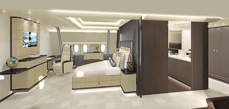 More than 500 craftsmen work at Jet Aviation’s facility in Basel to customise plane interiors according to customers’ requirements, which can cost anywhere from $40 million to $200m. Above, an example of a customised aircraft interior. Courtesy Jet Aviation Basel and ACA Advanced Computer Art