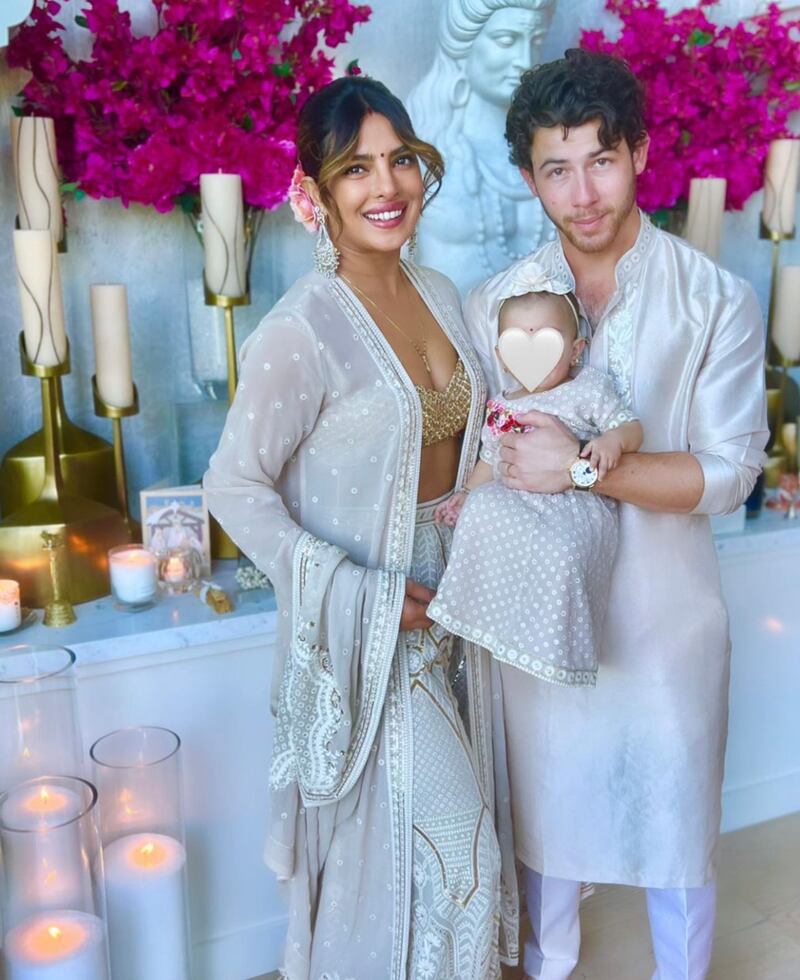 Priyanka Chopra and Nick Jonas's daughter Malti Marie Chopra Jonas celebrated her first Diwali. All photos: Intagram / priyankachopra