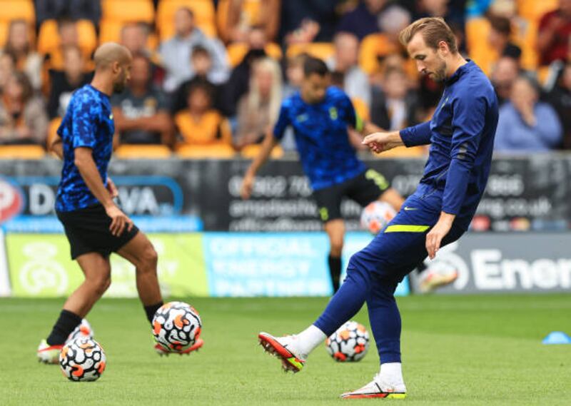 Harry Kane warms up at Molineux. Getty