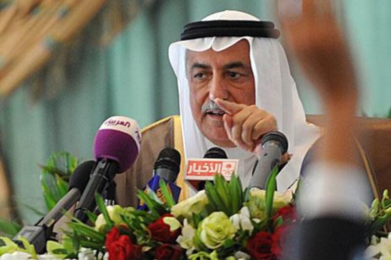 Saudi Arabia's Finance Minister Ibrahim al-Assaf gestures during a press conference held after the end of first day of the International Donor  Meeting for Yemen, in Riyadh on September 4, 2012. The meeting will focus on collecting financial support for Yemen. Saudi Arabia called for aid to help its impoverished neighbour Yemen which needs $11 billion to weather a tough political transition triggered by Arab Spring protests.     AFP PHOTO/FAYEZ NURELDINE