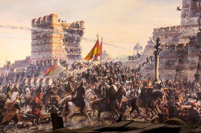 KGE1FE ISTANBUL, TURKEY - 6 JUNE , 2016:Fall of Constantinople  Captured by Mehmet. Panorama Museum 1453, Istanbul, Turke. Zhanna Tretiakova / Alamy Stock Photo