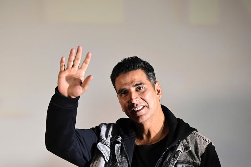 Akshay Kumar promotes his film in Kolkara. AFP