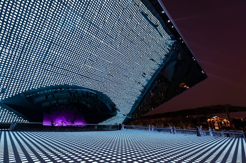 The Saudi pavilion lit up at night. Chris Whiteoak / The National