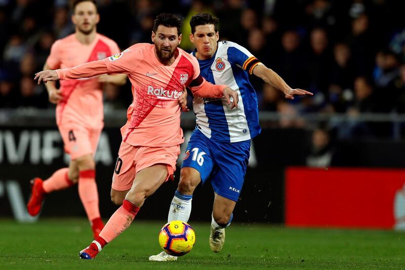 Barcelona forward Lionel Messi in action against Espanyol. EPA