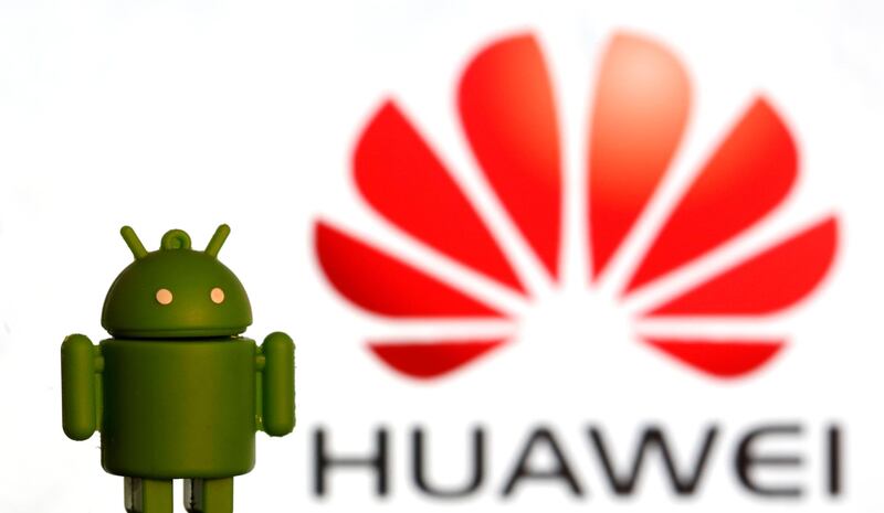 A 3-D printed Android logo is seen in front of a displayed Huawei logo in this illustration picture May 20, 2019. REUTERS/Dado Ruvic/Illustration