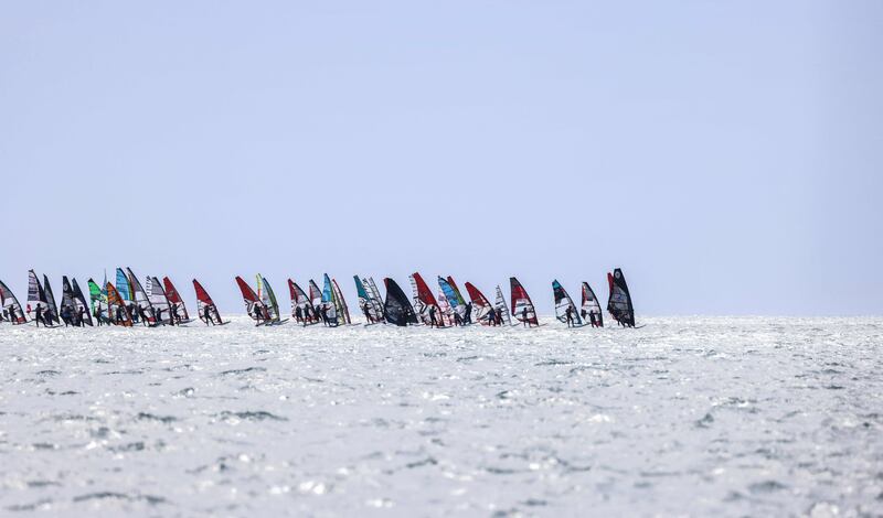 Some 1,200 windsurfers take the start of the 21th edition of the Defi Wind in the Mediterranean Sea, off the coast of Gruissan in southern France. AFP
