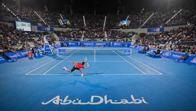 Novak Djokovic, near, is shown during the 2013 Mubadala World Tennis Championship final, which he won, against David Ferrer. Photo Courtesy / Mubadala World Tennis Championship