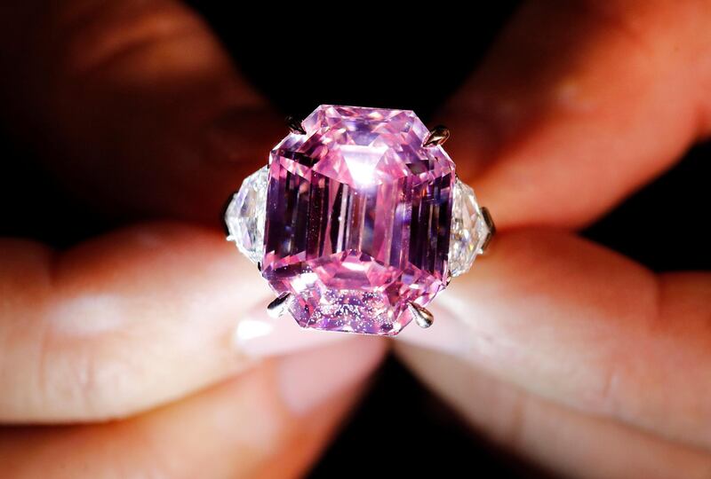 The Pink Legacy, a 18.96 carat fancy vivid pink diamond, was once owned by Oppenheimer family. AFP