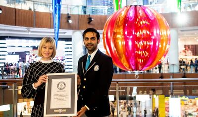 Rebecca Jobo, head of The Dubai Mall, received the Guinness World Record award in 2018. Photo: The Dubai Mall