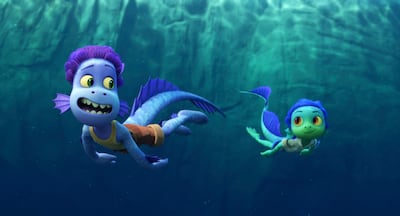 Characters Alberto, voiced by Jack Dylan Grazer, left, and Luca, voiced by Jacob Tremblay in a scene from the animated film 'Luca.' Disney via AP