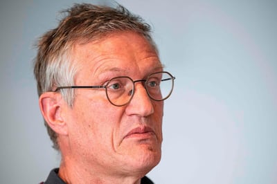 State Epidemiologist Anders Tegnell of the Public Health Agency of Sweden speaks during an interview  after a press conference on the COVID-19 coronavirus situation on May 25, 2020 in Solna near Stockholm, Sweden.  / AFP / Jonathan NACKSTRAND
