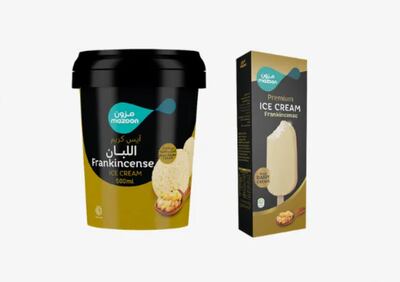 Frankincense-flavoured ice cream was on show at Mazoon Dairy's stand at Gulfood. Photo: Mazoon Dairy