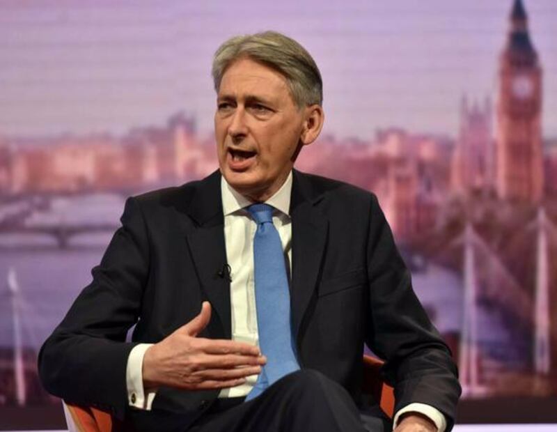 Britain's Chancellor Philip Hammond attends the BBC's Marr Show in London, November 19, 2017. Jeff Overs/BBC Handout via Reuters