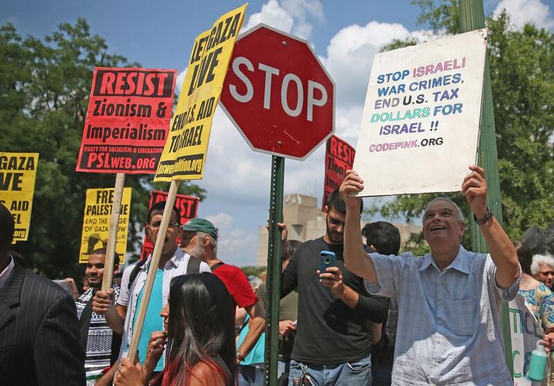 US protesters campaigning against Israel's actions in Gaza. Mark Wilson /Getty via AFP