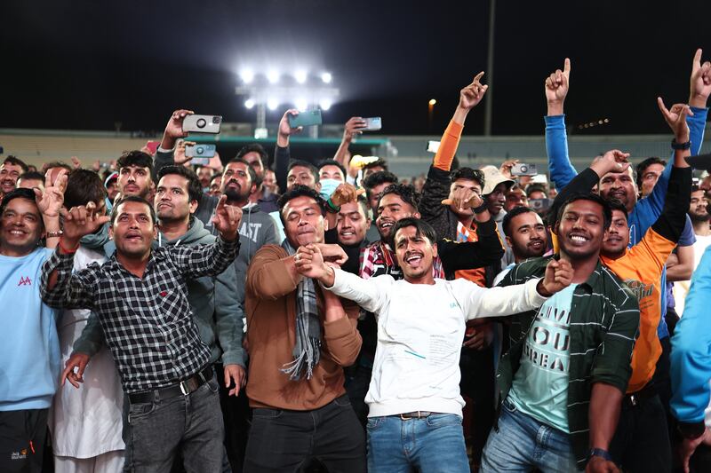 Thousands of migrant workers enjoyed the opening match of the World Cup on a big screen at a stadium in Doha. All photos: Reuters

