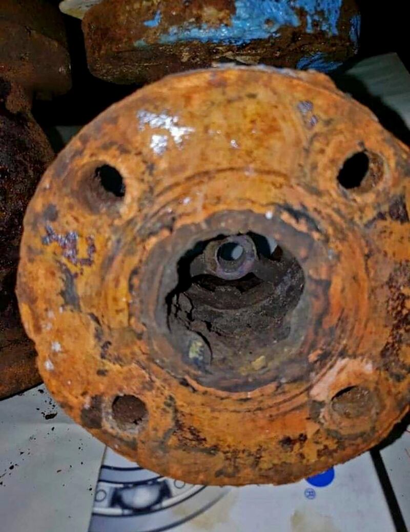 Corrosion in the internal piping system of the FSO Safer. IR Consilium via AP