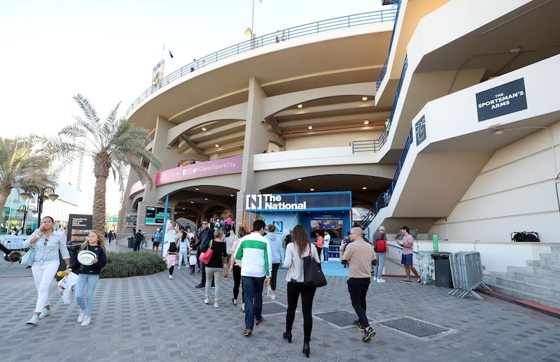 Abu Dhabi, United Arab Emirates - Reporter: Jon Turner: Tennis fans head in to watch the third place play-off between Novak Djokovic v Karen Khachanov at the Mubadala World Tennis Championship. Saturday, December 21st, 2019. Zayed Sports City, Abu Dhabi. Chris Whiteoak / The National