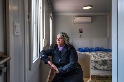 Dua Shanaa, who lives in a container camp set up for people who lost their homes, Central Antakya, Hatay Province, Turkey.
Antonie Robertson/The National