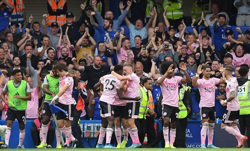 Leicester celebrate Wilfred Ndidi's equaliser. AFP