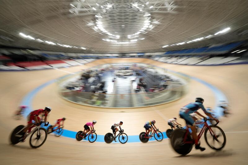 Cyclists take part in the Olympic Test Event at the Izu Velodrome  in Izu, Shizuoka, Japan on Sunday, April 25. Getty