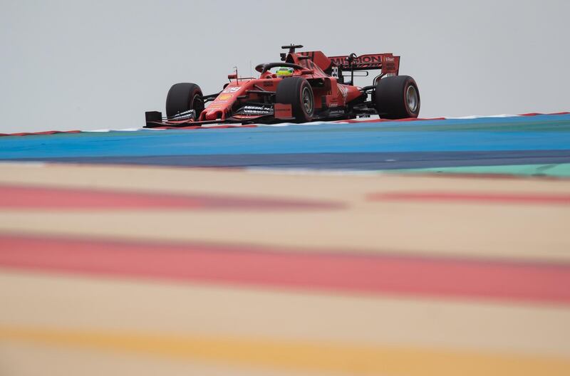 Mick Schumacher drives the Scuderia Ferrari SF90 during F1 testing in Bahrain. Getty Images