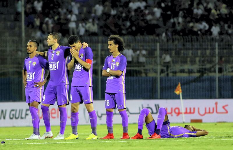 Al Ain losing following a penalty shoot-out with Al Wahda in the Arabian Gulf Super Cup match played in Cairo, Egypt. Courtesy AGL