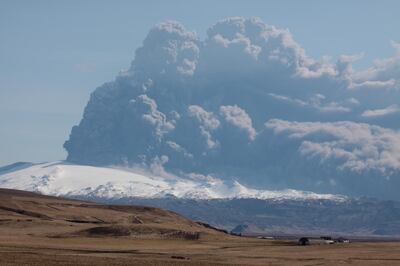 An ash cloud from the volcano eruption at Eyjafjallajökull glacier in April 2010. The event caused thousands of flight cancellations and forced airlines, including Emirates to ground large numbers of aircraft. Courtesy Wikimedia Commons