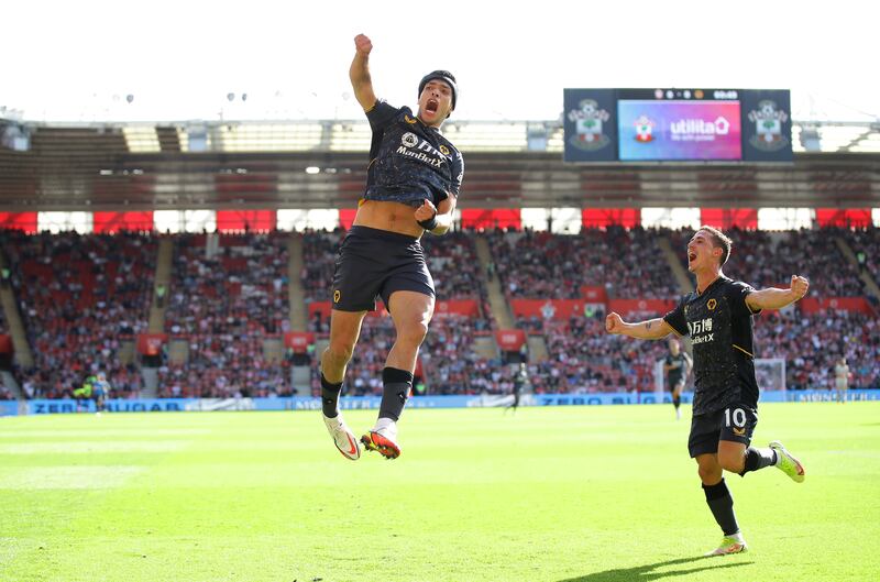 Wolves attacker Raul Jimenez celebrates scoring against Southampton in the Premier League game at St Mary's Stadium on Sunday, September 26. Reuters