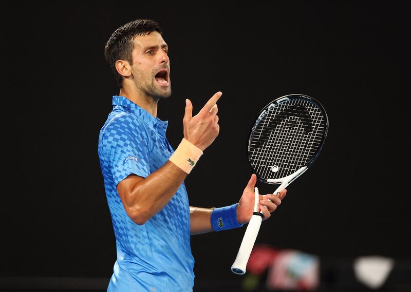 Novak Djokovic reacts during his first-round match against Roberto Carballes Baena. Reuters