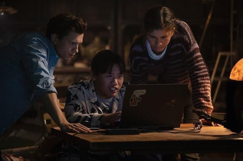 Tom Holland, Jacob Batalon, and Zendaya in a new still from the yet-to-be-named 'Spider-Man 3', set for release in November 2021. Instagram / Tom Holland